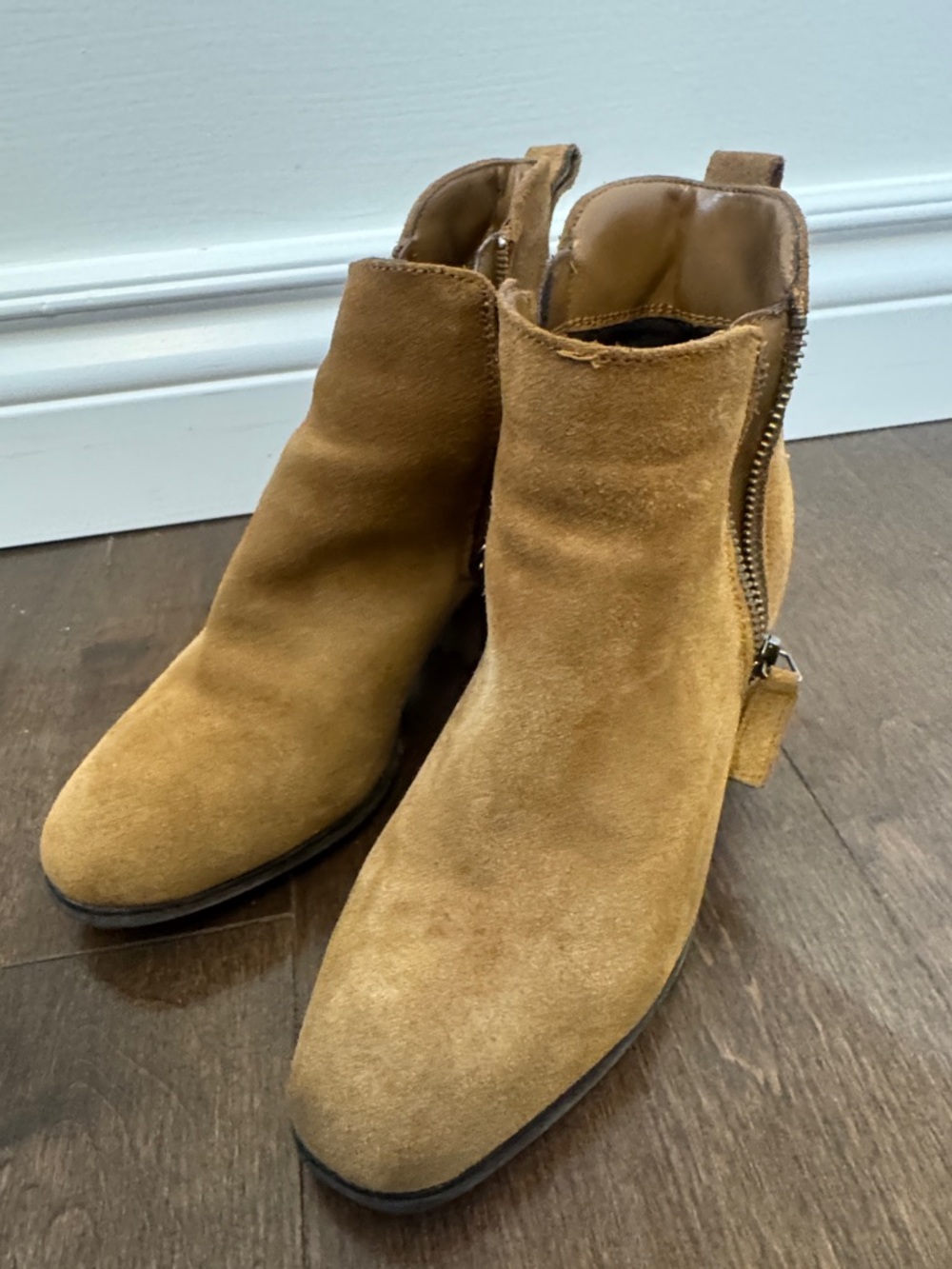 Blondo Suede Ankle Booties in Tan Brown